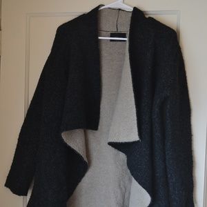Zara Cozy Open-Front Sweater Grey & Taupe